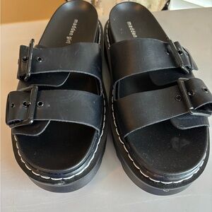 Madden Girl Black Double Buckle Sandals